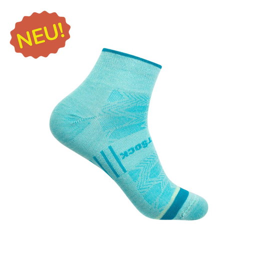 Wrightsock Sportsocken Quarter Coolmesh II (dünn, atmungsaktiv, bequem) türkisblau - 1 Paar