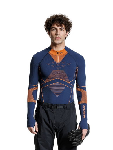 X-Bionic Funktions-Langarmshirt Energy Accumulator Light Half Zip Unterwäsche marineblau/orange Herren
