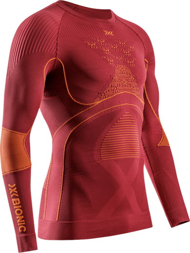 X-Bionic Funktions-Langarmshirt Rundhals Energy Accumulator 4.0 Unterwäsche weinrot/orange Herren