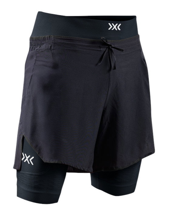 X-Bionic Laufhose Effektor 2in1 Short (eingehängte Innenhose) kurz schwarz/schwarz Herren