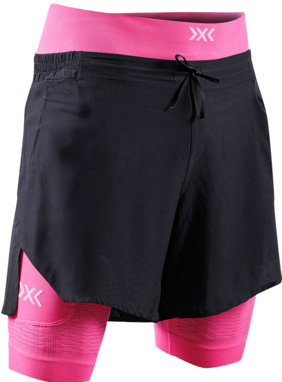 X-Bionic Laufhose Effektor 2in1 Short (eingehängte Innenhose) kurz schwarz/neopink Herren