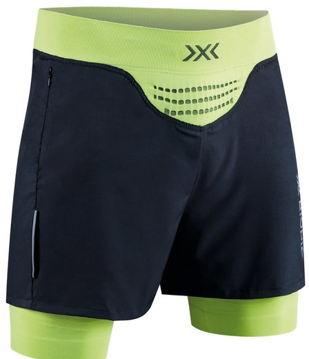 X-Bionic Laufhose Short Running Effektor 4D Streamlite (eingehängte Innenhose) kurz schwarz/lime Herren