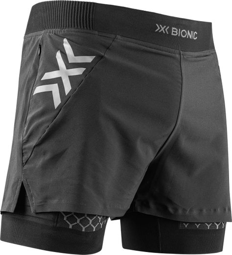 X-Bionic Laufhose Twyce Race 2in1 Short (eingehängte Innenhose) kurz schwarz/charcoalgrau Herren