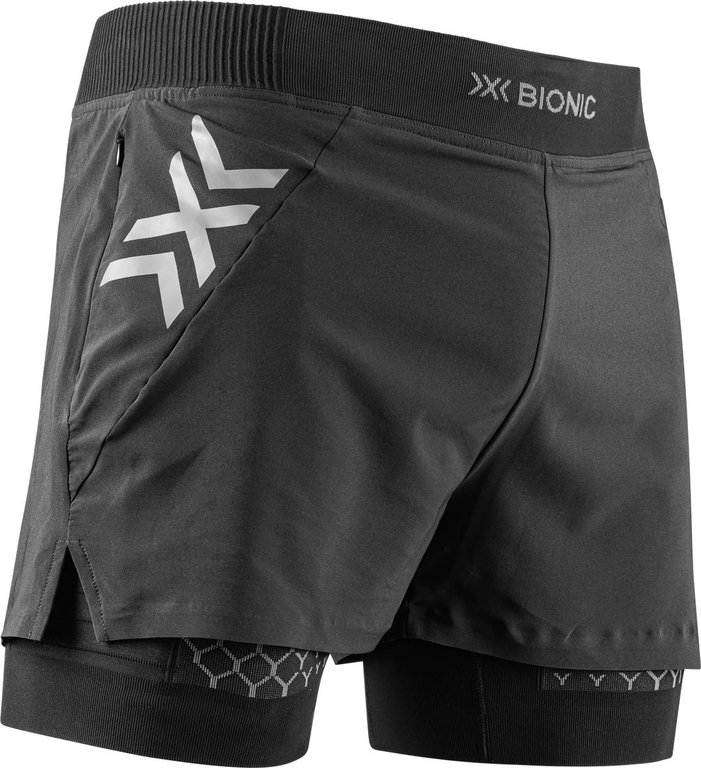X-Bionic Laufhose Twyce Race 2in1 Short (eingehängte Innenhose) kurz schwarz/charcoalgrau Herren