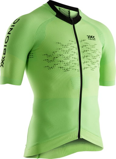 X-Bionic Fahrrad-Shirt Full-Zip The Trick 4.0 Kurzarm limegrün Herren