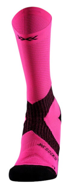 X-Socks Radsocke Bike Expert Crew 2025 fluo pink/schwarz Herren - 1 Paar