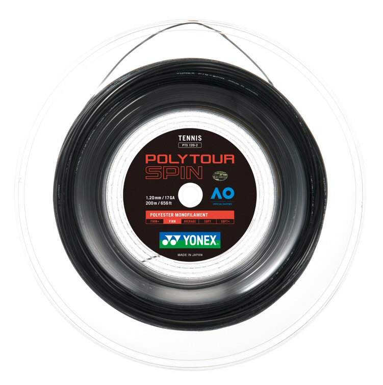 Yonex Tennissaite Poly Tour Spin (Haltbarkeit+Spin) schwarz 200m Rolle