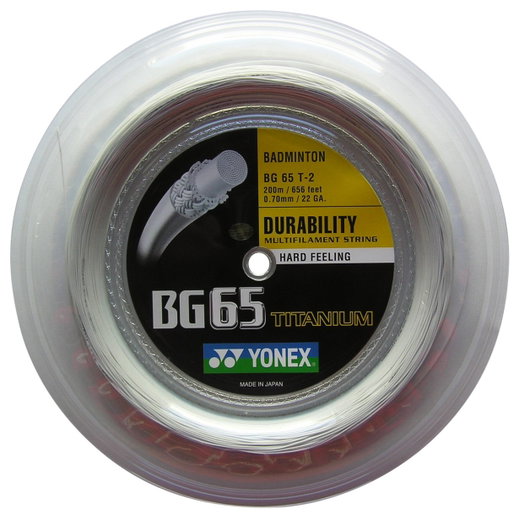 Yonex Badmintonsaite BG 65Ti (Haltbarkeit+Power) weiss 200m Rolle