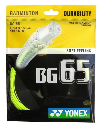 Yonex Badmintonsaite BG65 (Allround+Haltbarkeit) gelb 10m Set
