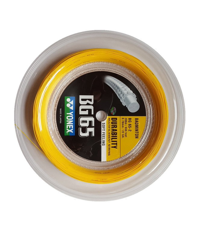 Yonex Badmintonsaite BG 65 0.70mm (Allround+Haltbarkeit) orange 200m Rolle