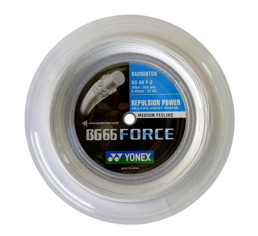 Yonex Badmintonsaite BG 66 Force (Power+Komfort) weiss 200m Rolle