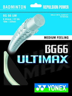 Besaitung mit Badmintonsaite Yonex BG 66 Ultimax gelb