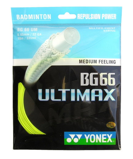 Yonex Sznur do badmintona BG 66 Ultimax (Moc+Komfort) żółty 10m Zestaw