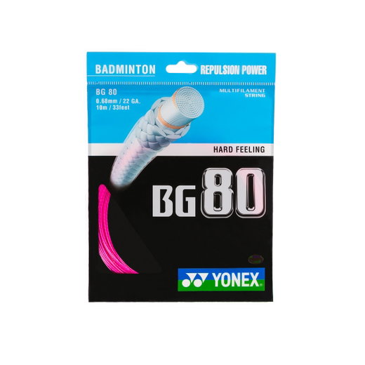 Yonex Sznur do badmintona BG80 (Kontrola+Dotyk) różowy 10m Zestaw
