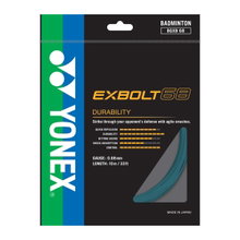 Besaitung mit Badmintonsaite Yonex Exbolt 68 türkisblau