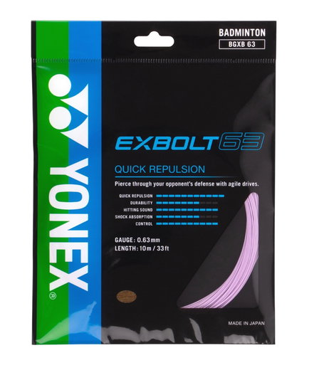 Yonex struna do badmintona Exbolt 63 (kontrola) lawendowa 10m zestaw