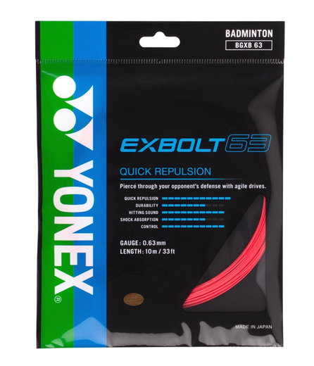 Yonex Badmintonsaite Exbolt 63 (Kontrolle) rubinrot 10m Set