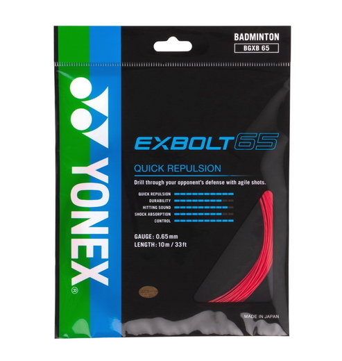 Yonex Badmintonsaite Exbolt 65 (Kontrolle) rot 10m Set