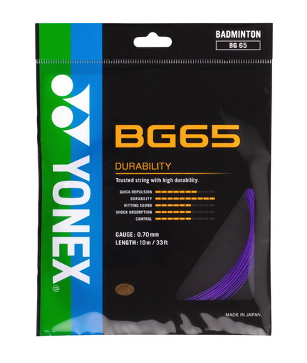 Yonex Badmintonsaite BG65 (Allround+Haltbarkeit) violett Set 10m