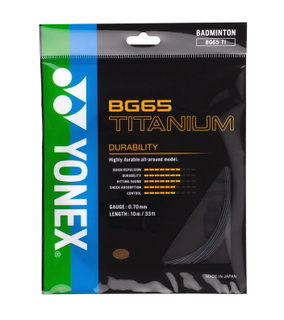 Yonex Badmintonsaite BG 65Ti (Haltbarkeit+Power) schwarz 10m Set