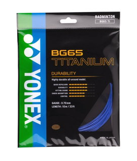 Yonex Badmintonsaite BG 65Ti (Haltbarkeit+Power) blau 10m Set