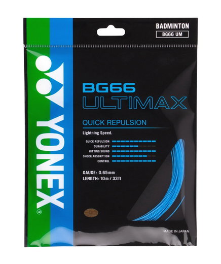 Yonex struna do badmintona BG 66 Ultimax (Moc+Komfort) niebieska 10m zestaw