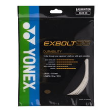 Besaitung mit Badmintonsaite Yonex Exbolt 68 weiss