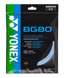 Yonex Badmintonsaite BG80 (Kontrolle+Touch) himmelblau 10m Set