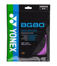 Yonex struna do badmintona BG80 (kontrola + dotyk) fioletowa 10m zestaw