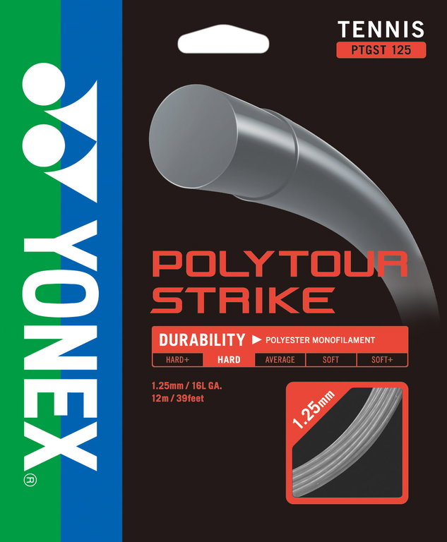 Yonex Tennissaite Poly Tour Strike (Haltbarkeit+Kontrolle) grau 12m Set