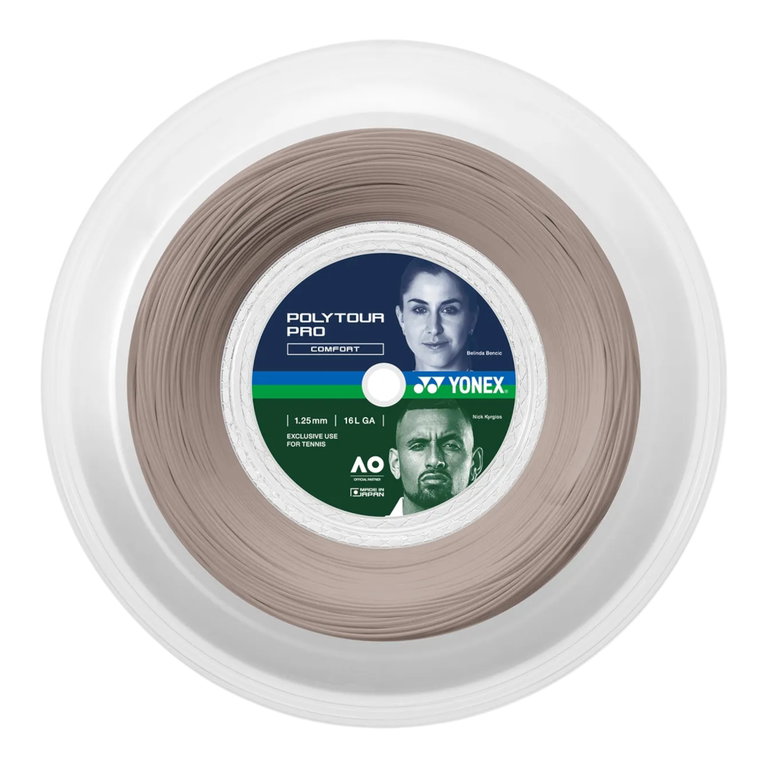 Yonex Tennissaite Poly Tour Pro (Haltbarkeit+Touch) warmes grau 200m Rolle