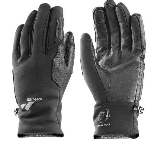 Zanier Handschuhe Weisskugel (Softshell, Lederinnenhand) schwarz - 1 Paar