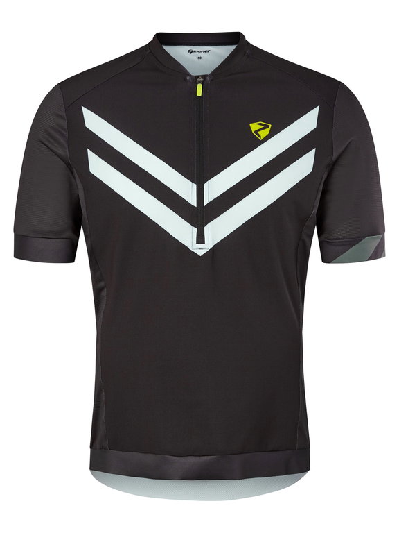 Ziener Fahrrad-Tshirt Nelis (Front-Reißverschluss, dreier Rückentasche, Mesheinsätze, schnelltrocknend) schwarz Herren