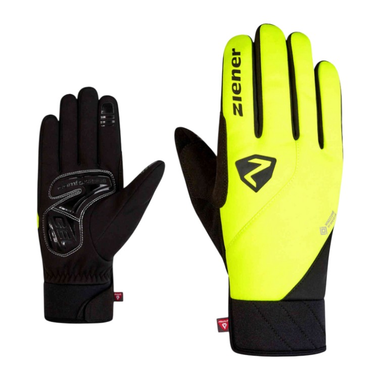 Ziener Fahrrad Handschuhe DONNI-Z WS PR (Gel Polsterung, winddicht) gelb/schwarz - 1 Paar
