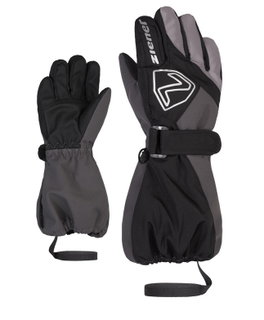 Ziener Winter Gloves Lauro AS® (Ski Gloves, Waterproof, Windproof) Black/Grey Kids - 1 Pair