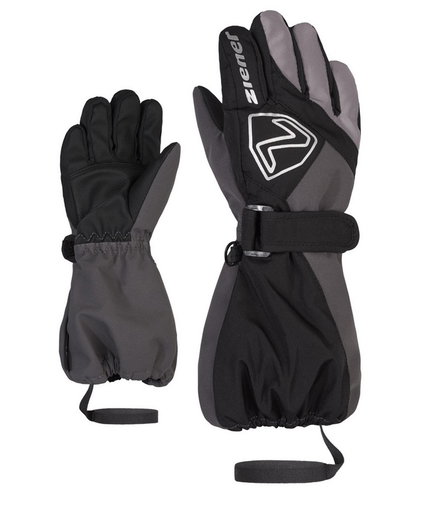 Ziener Winterhandschuhe Lauro AS® (Skihandschuhe, wasserdicht, winddicht) schwarz/grau Kinder - 1 Paar
