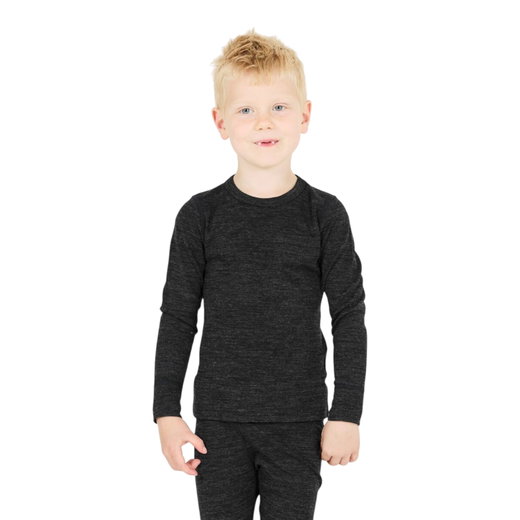 Zigzag Funktionsunterwäsche-Set Terry Merino Wool Ski Underwear (Langarmshirt und lange Hose) dunkelgrau Kinder