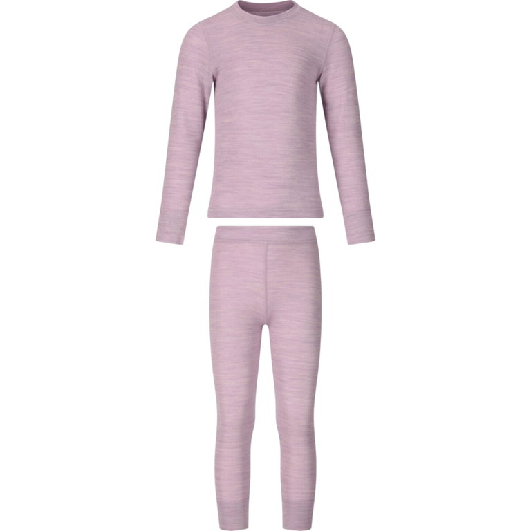 Zestaw bielizny funkcyjnej Zigzag z wełny merino Terry do narciarstwa (koszulka z długim rękawem i długie spodnie) fioletowy dziecięcy