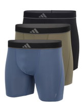 adidas underwear boxershorts briefs active micro flex eco multicoloured blue/olive green/black men's - 3 pieces
