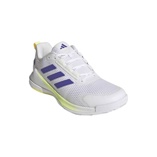 adidas indoor court shoes Novaflight 2 white/blue/lime green men's