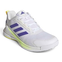 adidas indoor court shoes Novaflight 2 white/blue/lime green men's