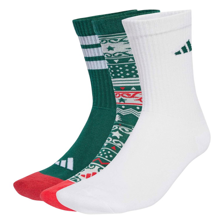 adidas Sportsocken Christmas Graphic Crew (Baumwollmix) weiss/grün - 3 Paar