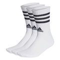 adidas Sportsocken Crew 3-Streifen Cushioned (Fußgewölbeunterstützung, durchgehend gepolstert) weiss/schwarz - 3 Paar