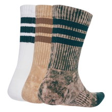 adidas Sportsocks Stonewash Crew 3-Stripes (Cotton Blend) white/brown/green - 3 pairs
