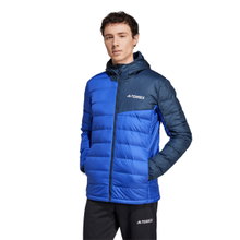 adidas Kurtka puchowa Terrex Multi Light z kapturem (ciepła, wodoodporna) niebieska/granatowa męska