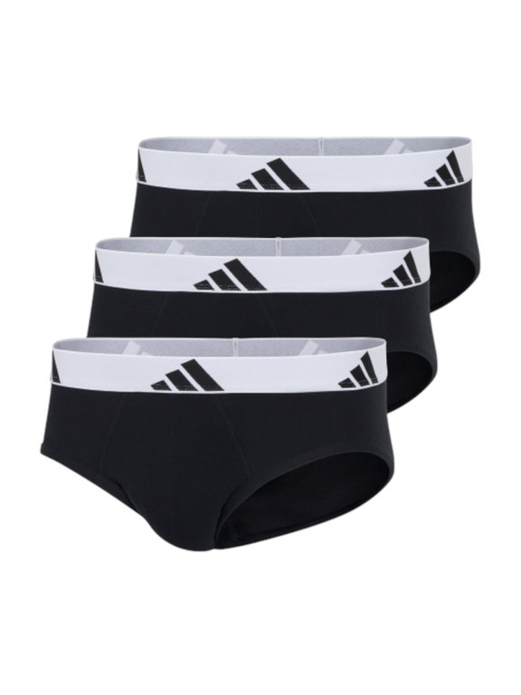 adidas Unterwäsche Slip Brief Active Flex Cotton - schwarz/weiss - 3 Stück