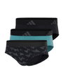 adidas Unterwäsche Slip Brief Active Flex Cotton - schwarz/telablau/grau - 3 Stück