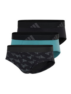 adidas Unterwäsche Slip Brief Active Flex Cotton - schwarz/telablau/grau - 3 Stück