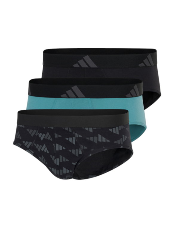 adidas Unterwäsche Slip Brief Active Flex Cotton - schwarz/telablau/grau - 3 Stück