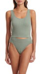 adidas Underwear Crop Top (seamless, ribbed structure) green Women